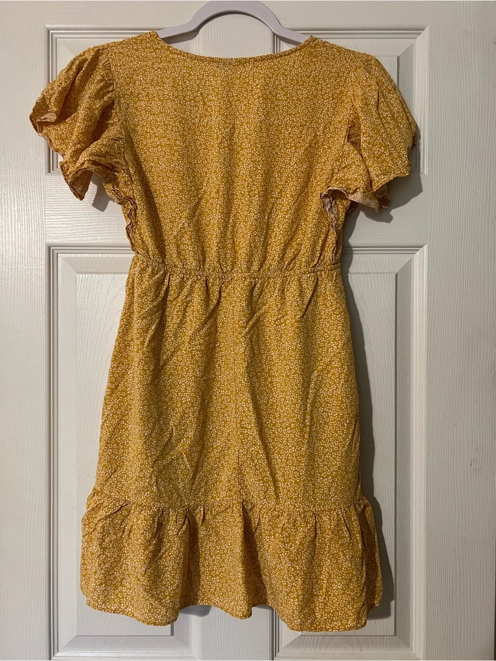 Women’s Floral Short Sleeve Yellow Summer Dress Size S